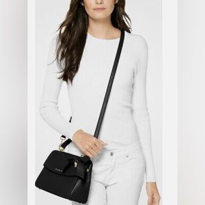 Michael Michael Kors Ava SmTop Handle Leather Satchel Black Bow (missing strap)